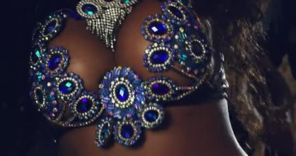 Dance Festival Music Face Woman Carnival Costume Celebration Energy Samba — Stock Video