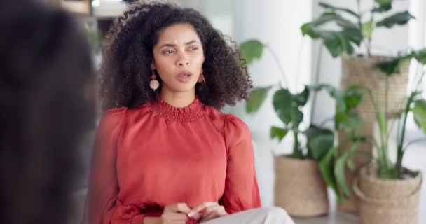 Paciente Mujer Que Habla Sesión Terapia Asesoramiento Psicología Para Estrés — Vídeos de Stock