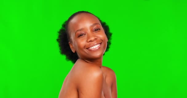 Viso Schermo Verde Donna Nera Con Cura Della Pelle Dermatologia — Video Stock