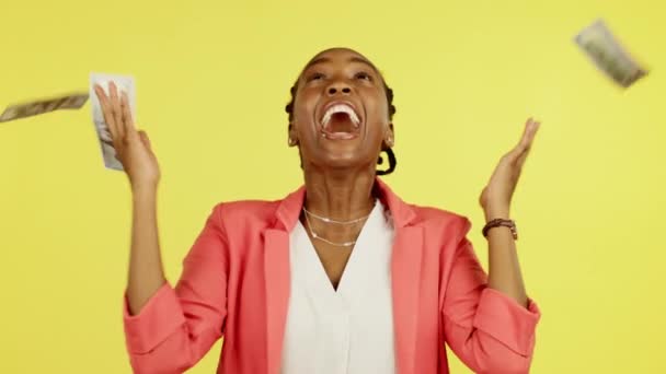 Para Yağmuru Stüdyo Loto Ödülü Kazanan Mutlu Kadın Yarışma Ödülü — Stok video