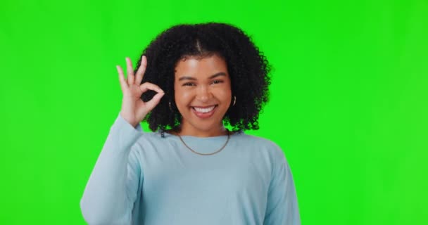 Portre Kadın Imzası Tamam Yeşil Ekran Stüdyo Arka Planı Anlaşma — Stok video