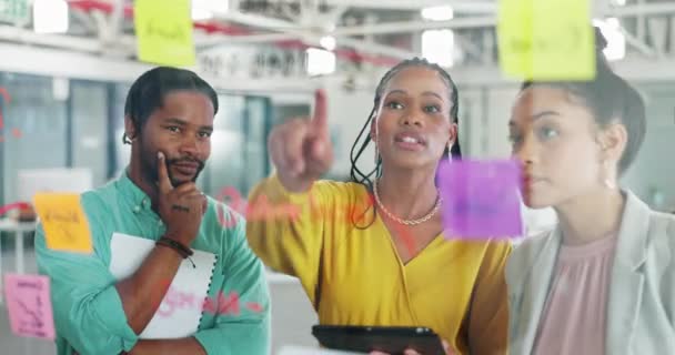 Plánování Tablety Afričané Skleněné Tabuli Brainstorming Řízení Plánu Workflow Manažer — Stock video