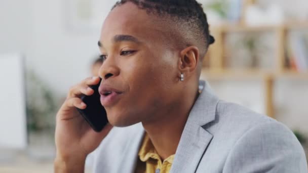 Phone Call Business Communication Black Man Talking Discussion B2B Conversation — Stock Video