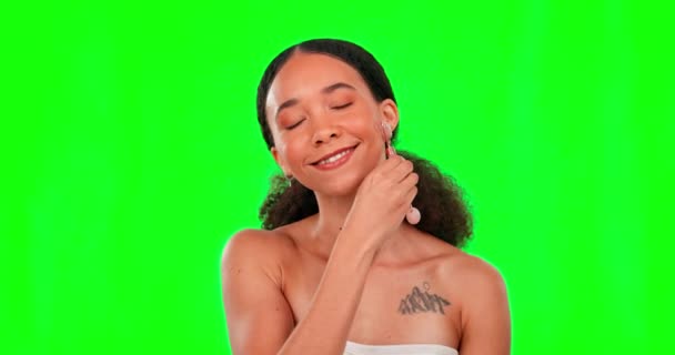 Face Roller Schoonheid Vrouw Groen Scherm Voor Wellness Huidverzorging Gezichtsbehandeling — Stockvideo