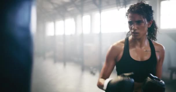 Boxe Alta Cinco Personal Trainer Com Mulher Ginásio Para Artes — Vídeo de Stock