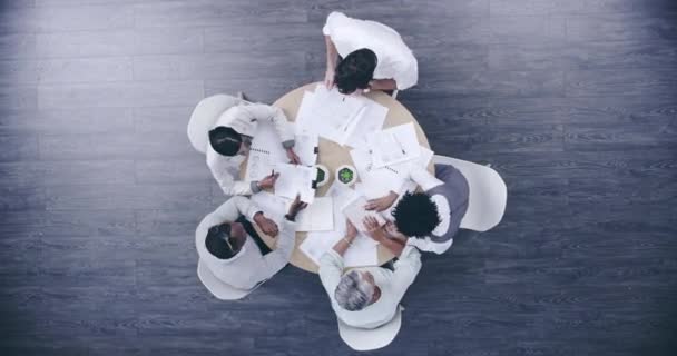 Reunião Negócios Mesa Planejamento Com Timelapse Comunicação Escritório Trabalho Equipe — Vídeo de Stock