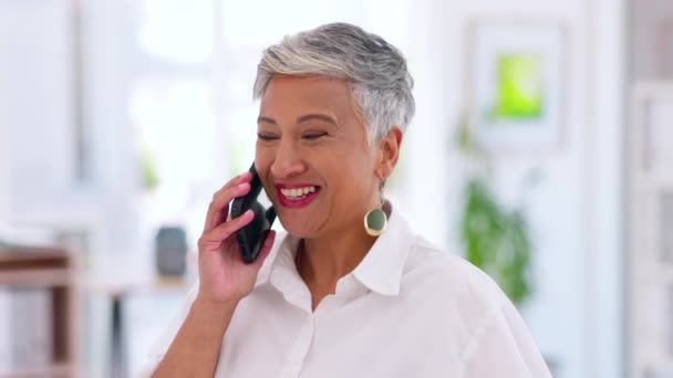 Biznes Szczęśliwa Kobieta Lub Połączenie Telefoniczne Sieci Biurowej Negocjacje Firmy — Wideo stockowe