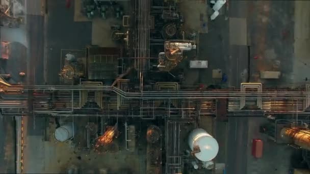 Industriell Drönare Och Överblick Över Fabriken För Tillverkning Olja Och — Stockvideo