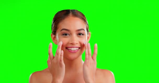 Viso Cura Della Pelle Donna Con Crema Cosmetici Dermatologia Sullo — Video Stock