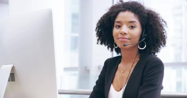 Portret Call Center Kobieta Telemarketingu Obsługi Klienta Lub Komunikacji Pomoc — Wideo stockowe