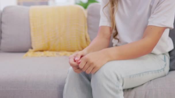 Uñas Mordeduras Mujeres Con Ansiedad Estrés Riesgo Salud Mental Hogar — Vídeos de Stock