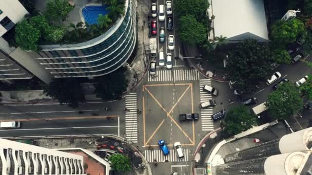 Aerial View Street Busy City Traffic Moving Travel Transportation Cars — Stock Video