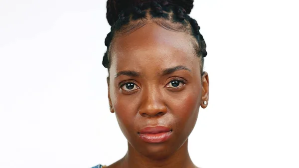Mujer Negra Cara Llanto Con Salud Mental Deprimida Aislada Sobre — Foto de Stock