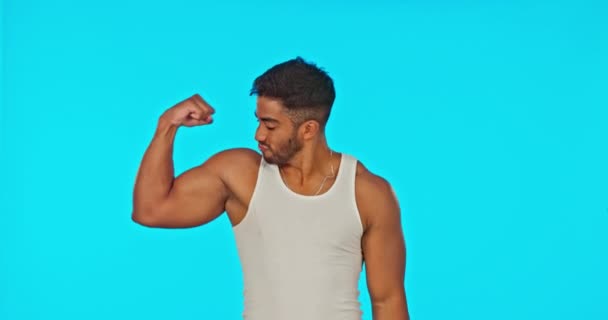 Fitness Blank Speech Bubble Man Studio Gym Info Body Growth — Stock Video