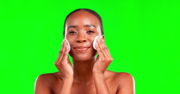 Černá Žena Obličejová Bavlněná Podložka Zeleném Plátně Krása Obličej Kosmetická — Stock video