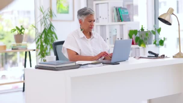 Mujer Negocios Computadora Portátil Escritura Cuadernos Oficina Para Planificación Empresa — Vídeo de stock