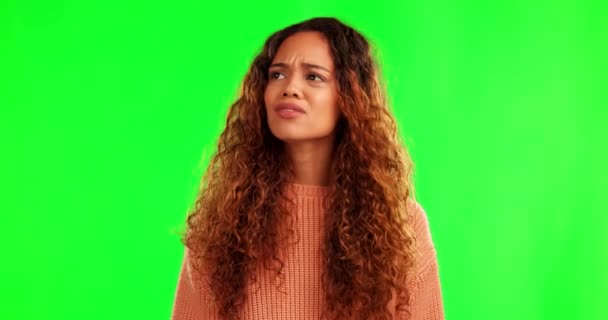 Woman Mistake Face Palm Green Screen Confused Fail Young Female — Stockvideo