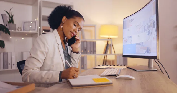 Telefoongesprek Planning Zakelijke Vrouw Praten Helpen Ondersteuning Voor Virtuele Klant — Stockfoto