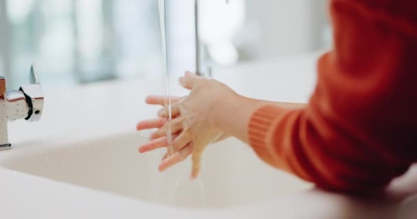 Water Washing Hands Cleaning Sink Bathroom Hygiene Wellness Health Skincare — Stock Video