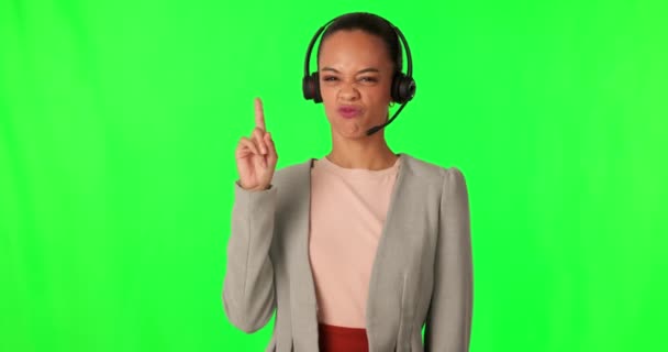 Centre Appel Écran Vert Visage Femme Comparaison Correcte Pour Bon — Video