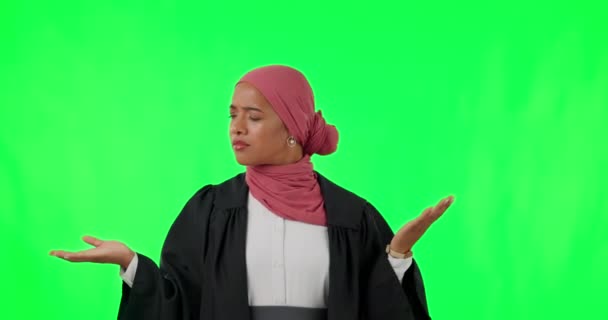 Muslim Face Woman Choice Green Screen Sale Promotion Marketing Decision — Stock Video