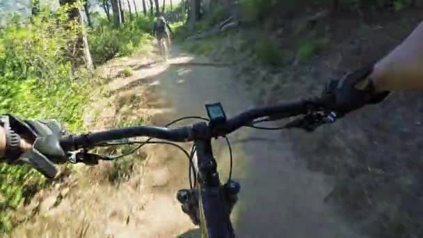 Bisiklet Ekstrem Sporlar Dağdaki Adamın Elleri Adrenalin Bağımlısı Macera Zindelik — Stok video