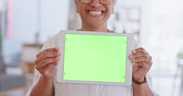 Tableta Pantalla Verde Manos Mujer Negocios Oficina Para Tecnología Sitio — Vídeo de stock