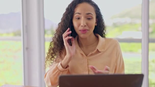 Llamada Telefónica Laptop Mujer Negocios Para Soporte Virtual Networking Asesoramiento — Vídeos de Stock