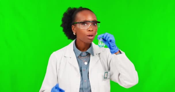 Bilim Hayır Eğitim Sunum Için Yeşil Ekranda Kimyasal Maddesi Olan — Stok video