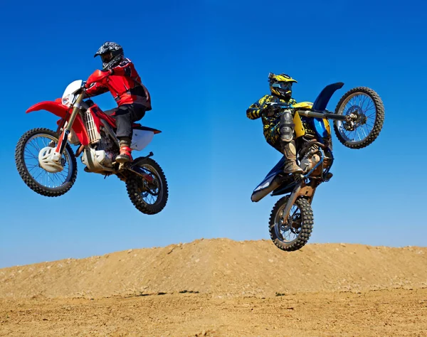 Motorradspringen Sport Und Action Mit Stunt Und Energie Auf Der — Stockfoto