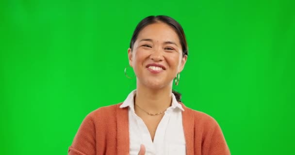 Tvář Vlna Žena Videohovoru Zelené Obrazovce Izolované Pozadí Studia Maketa — Stock video