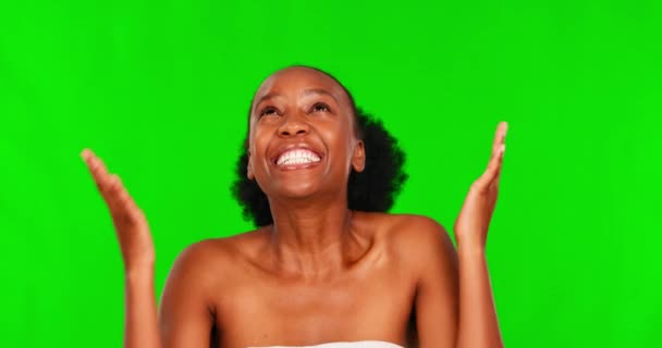 Rosto Tela Verde Beleza Mulher Negra Animado Sobre Tratamento Cosméticos — Vídeo de Stock