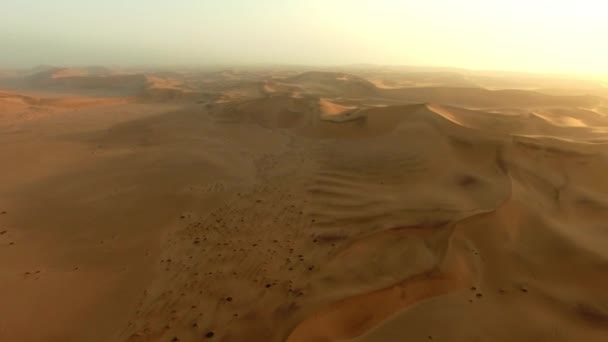 Dubai Drone Deserto Paisagem Areia Para Pôr Sol Beleza Natureza — Vídeo de Stock