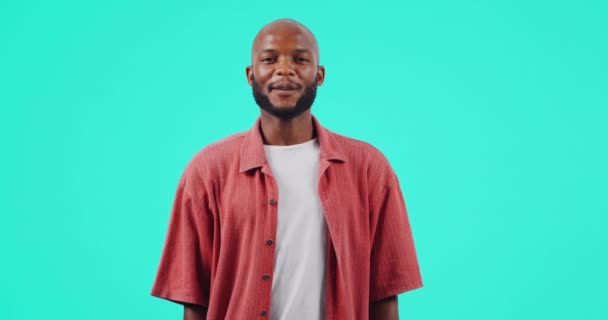 Motivación Señalamiento Elección Con Cara Hombre Negro Estudio Por Gracias — Vídeos de Stock