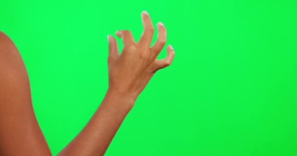 Κύλιση Χειρονομία Και Χέρι Στην Πράσινη Οθόνη Στο Στούντιο Για — Αρχείο Βίντεο
