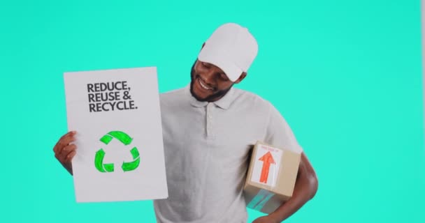 Black Man Box Und Recycling Der Logistik Für Umwelt Lieferkette — Stockvideo