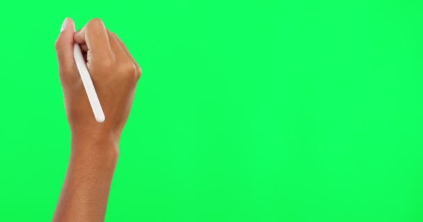 Hands Writing Digital Pen Green Screen Advertising Studio Background Hand — Stock Video
