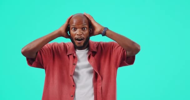 Hombre Negro Cara Shock Wow Estudio Trato Venta Para Anuncio — Vídeos de Stock