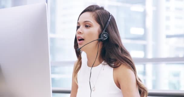 Çağrı Merkezi Kadın Bilgisayar Tele Pazarlama Desteği Müşteri Hizmetleri Telekom — Stok video
