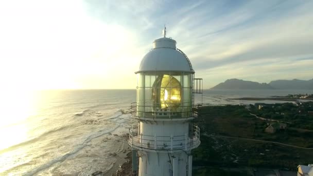 Coucher Soleil Drone Océan Avec Paysage Nature Phare Balise Voyage — Video