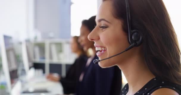 Kundenservice Hallo Und Gesicht Der Frau Call Center Für Kontakt — Stockvideo