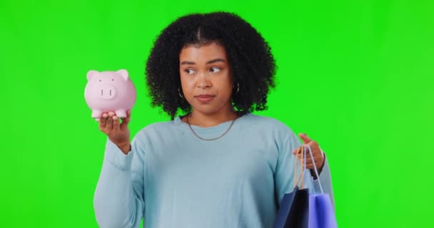 Πράσινη Οθόνη Επιλογή Και Πρόσωπο Γυναίκα Τσάντα Για Ψώνια Και — Αρχείο Βίντεο