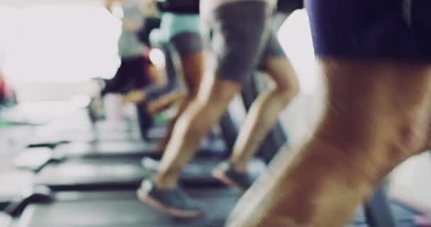 Фітнес Здоров Або Ноги Працюють Біговій Доріжці Спортивній Студії Кардіо — стокове відео