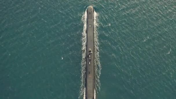 Légi Tengeralattjáró Szállítás Óceánon Tengeren Utazás Katonai Katonai Hadihajó Víz — Stock videók
