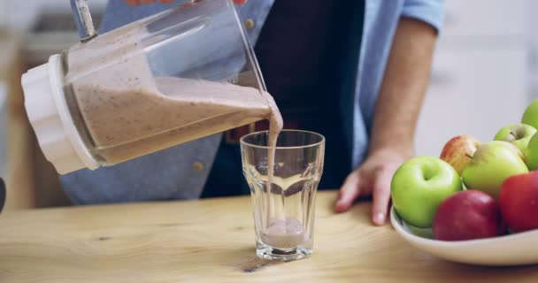 Blender Healthy Food Smoothie Hands Man Home Kitchen Drink Health — Stock Video