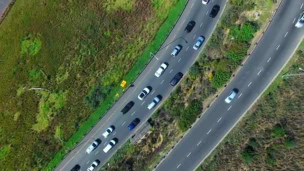 Podróż Ruch Drogowy Dron Samochodami Drodze Autostrady Transportu Podróży Jazdy — Wideo stockowe