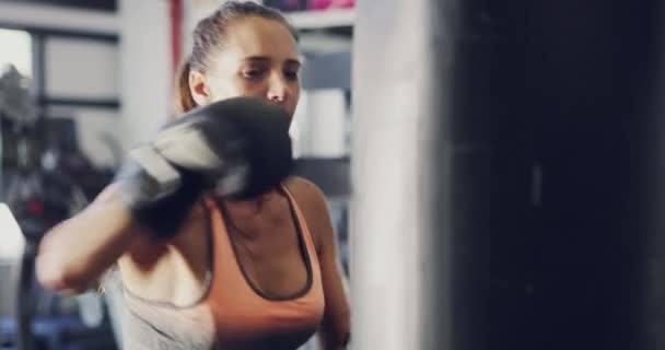 Fitness Sport Boxe Avec Une Femme Gymnase Pour Entraînement Entraînement — Video