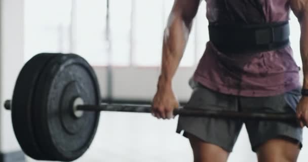 Haltérophilie Haltère Homme Pour Entraînement Bodybuilder Formation Exercice Dans Salle — Video
