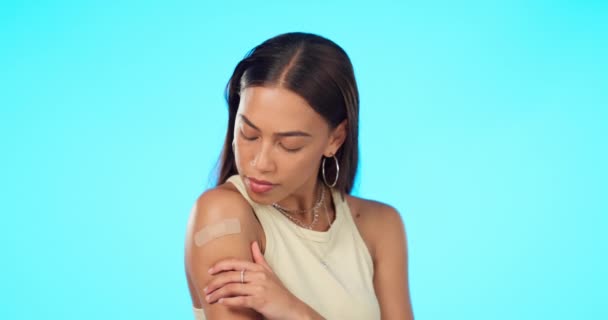 Sádra Vakcína Žena Studiu Zdravotní Péčí Volbou Ochranou Proti Nemocem — Stock video