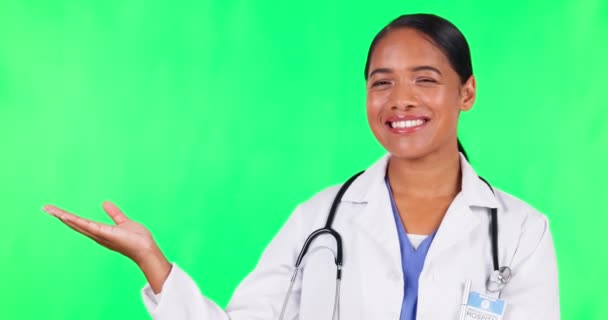 Palme Écran Vert Médecin Femme Pour Présentation Offre Choix Soins — Video